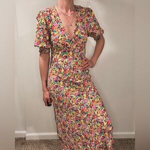 Bright floral puff sleeve midi dress, target x RIXO limited edition size 0